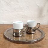 Glass and silver metal tray