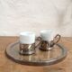 Glass and silver metal tray