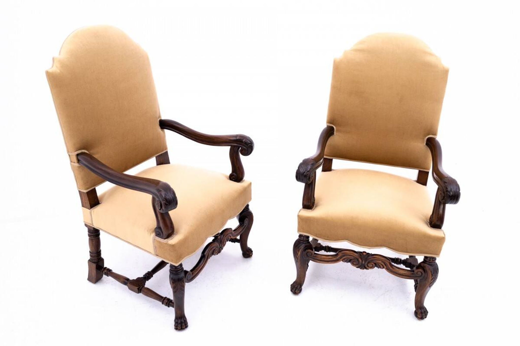 A pair of antique armchairs, Western Europe, around 1900. After renovation