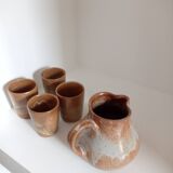Stoneware pitcher and cups