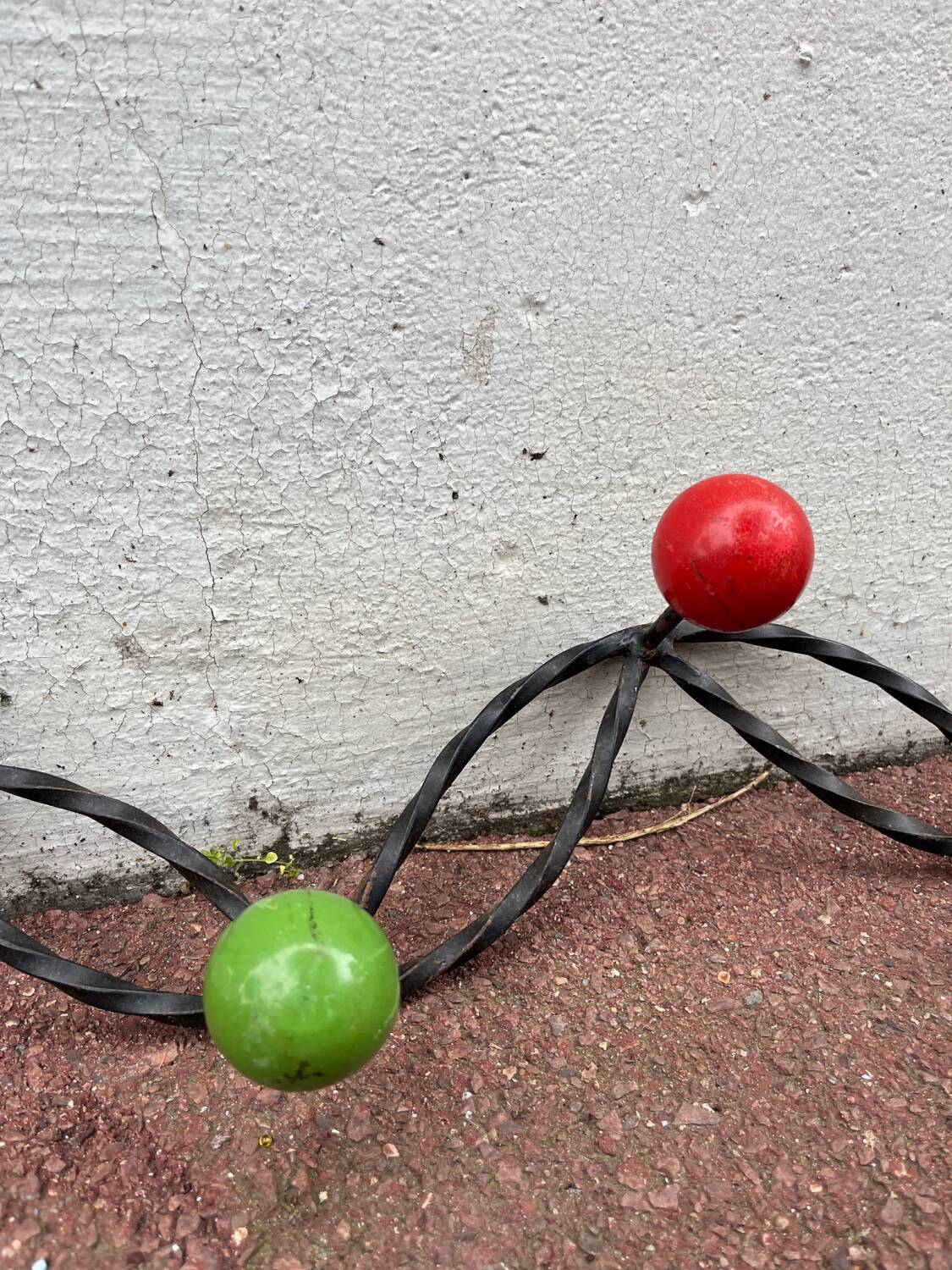 50s coat rack with five vintage balls