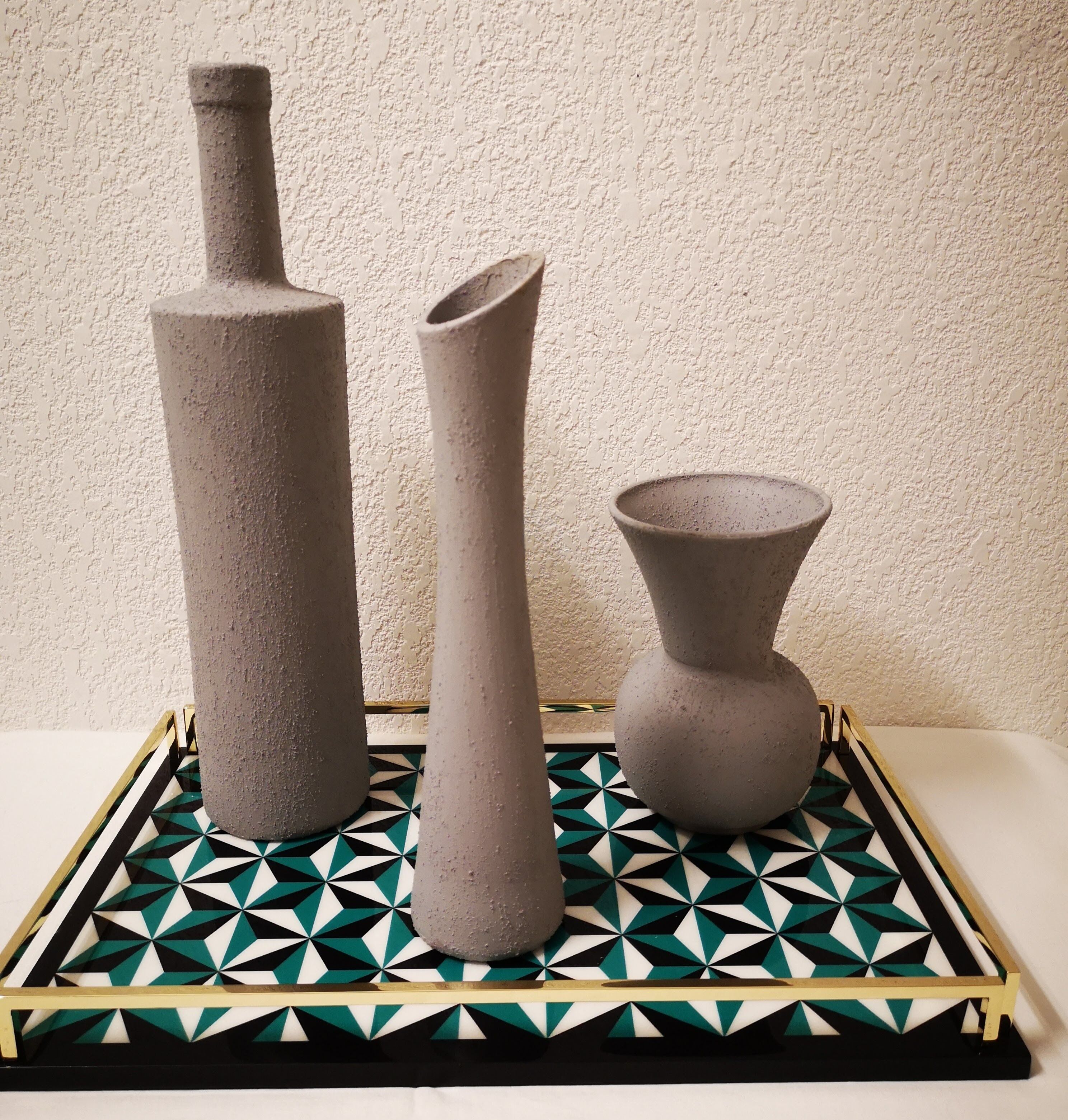 Lot vases glass cemented appearance