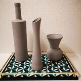 Lot vases glass cemented appearance