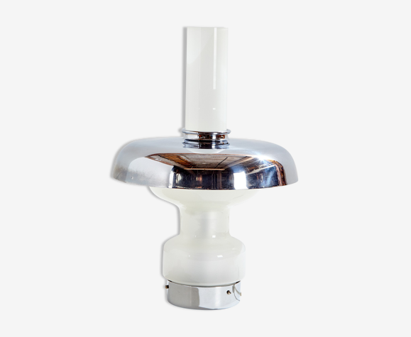 Chrome and glass table lamp