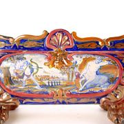 Antique jardinière in majolica Man. Santarelli Gualdo Tadini Italy 1920s