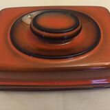 Red ceramic butter dish