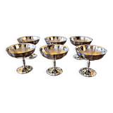 6 coupes  à glace vintage en inox,et forme de fleur