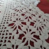 Ecru white cotton bedspread, crocheted bed throw