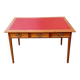 Bureau plat style Louis XVI réversible 6 tiroirs cuir rouge