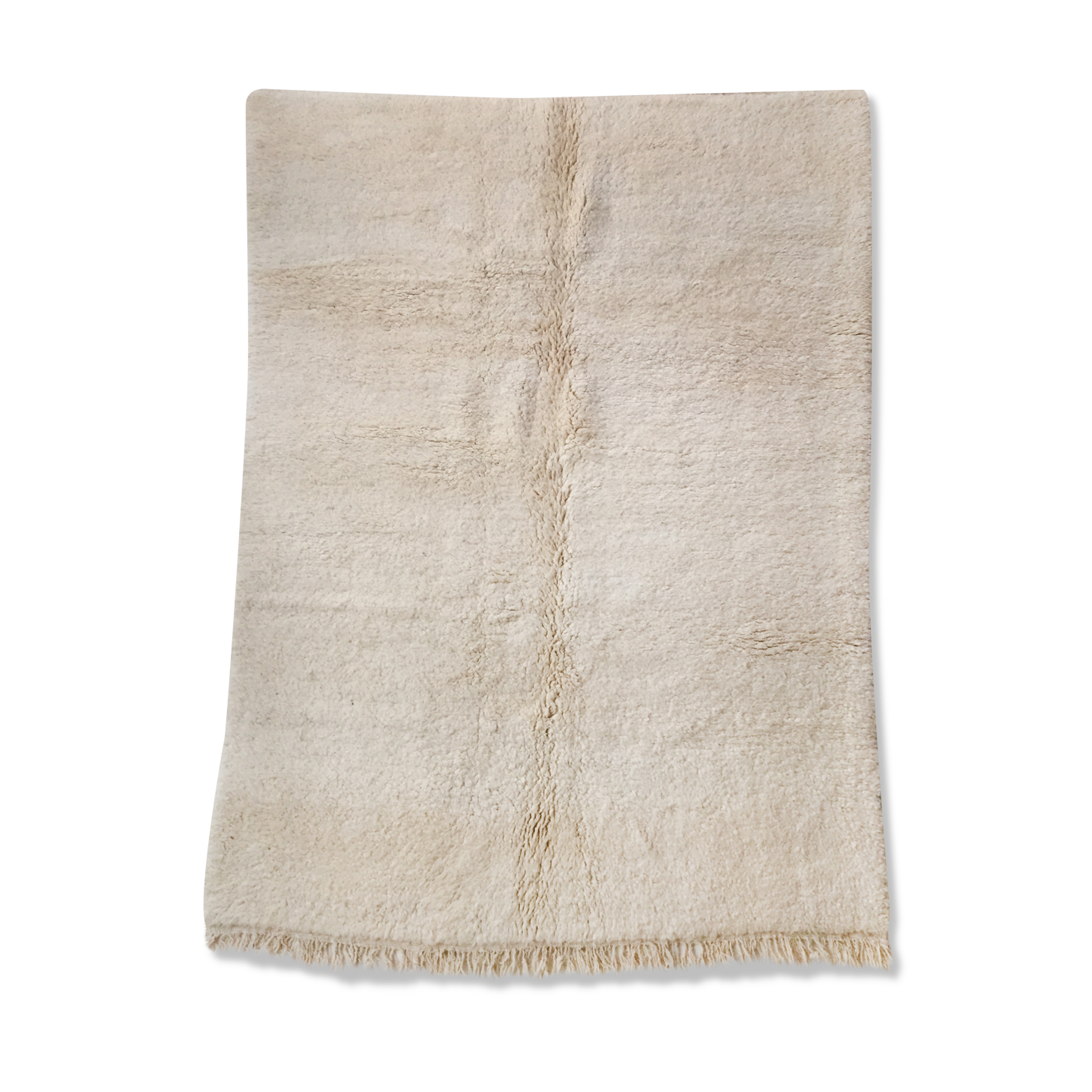 Moroccan Berber carpet Beni Ouarain ecru uni 247x165cm