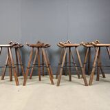 Mid century brutalist bar stools - set of 8, 1960s