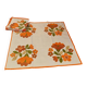 Set of 5 vintage orange flower table napkins from the 70s.