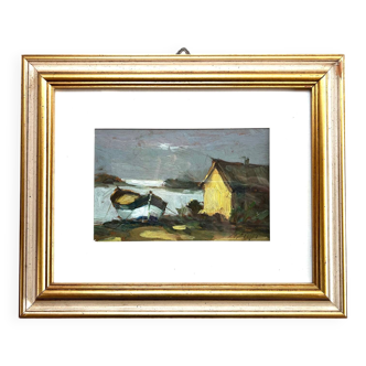 Marine italienne, huile sur panneau, JM Bilargi, XXe