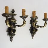 Pair of Satyr wall lights in bronze Napoleon III 19th century