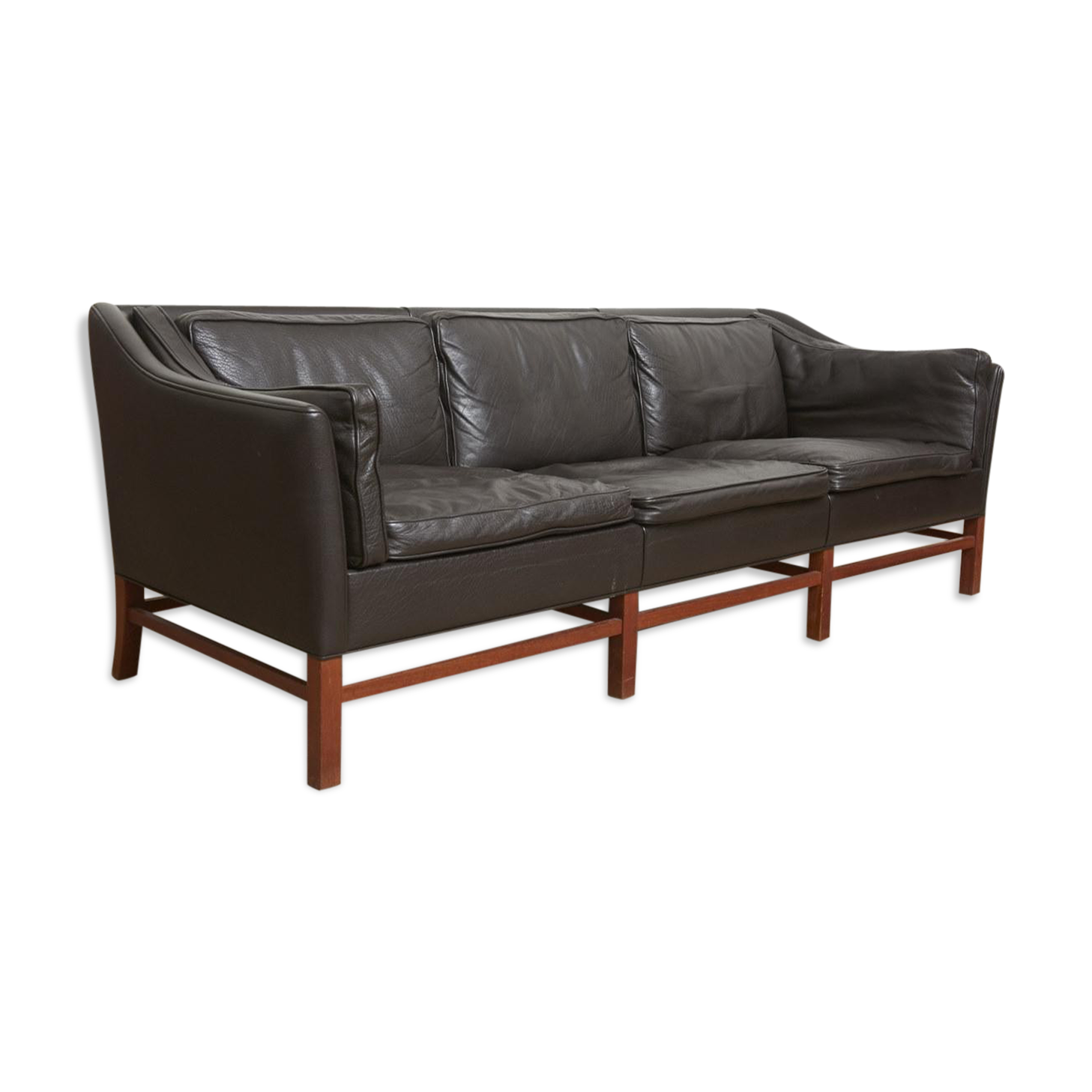 Scandinavian couch in leather and teak 1963