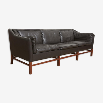 Scandinavian couch in leather and teak 1963