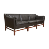 Scandinavian couch in leather and teak 1963