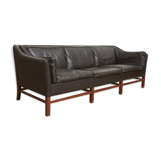 Scandinavian couch in leather and teak 1963