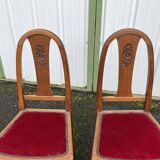 Pair of art deco chairs in red velvet