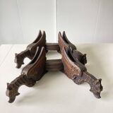 Pair of winged dragon sconces in carved wood