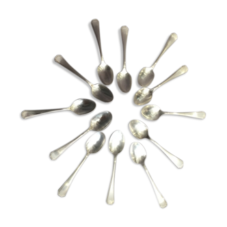 Suite of 12 teaspoons of silver metal house Christofle model América 1933