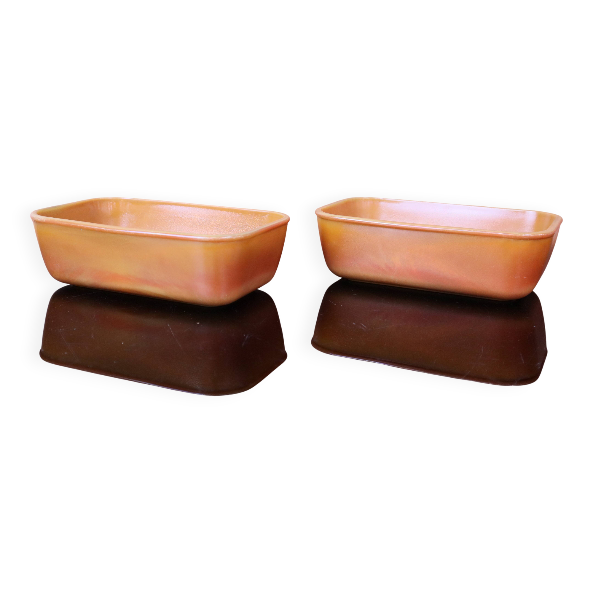 Tempered glass butter dishes Arcopal volcanic 70's