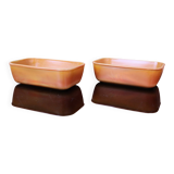 Tempered glass butter dishes Arcopal volcanic 70's