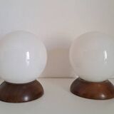 Paire de lampes de chevet en bois