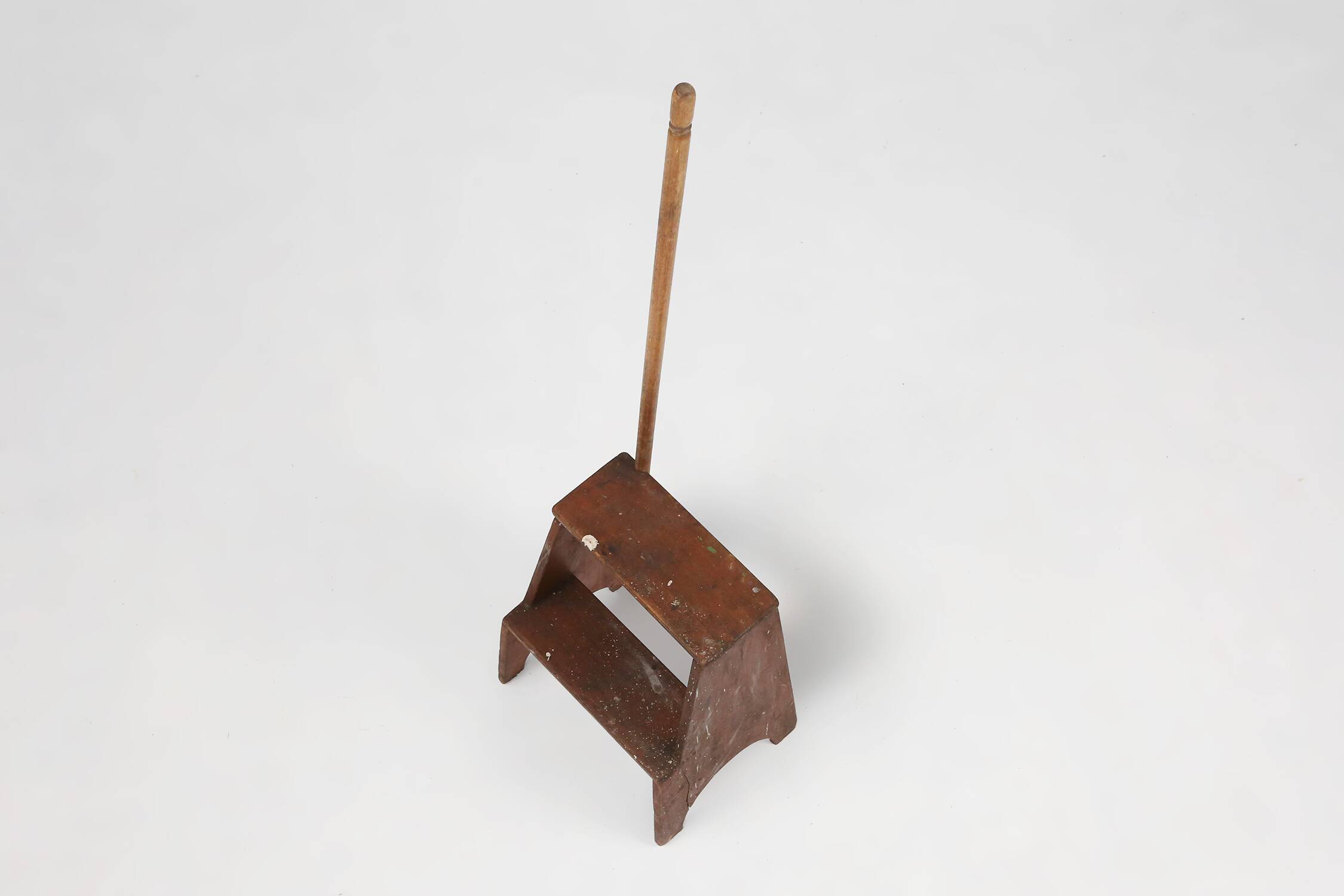 French Industrial Wooden Stepladder, 1900s