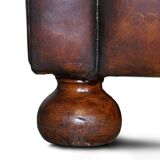 Antique Victorian leather canapé, hand-dyed, 3-4 seats.