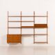 Danish teak wall unit in the style of Cadovius, Sorensen with a lamp, 1970s