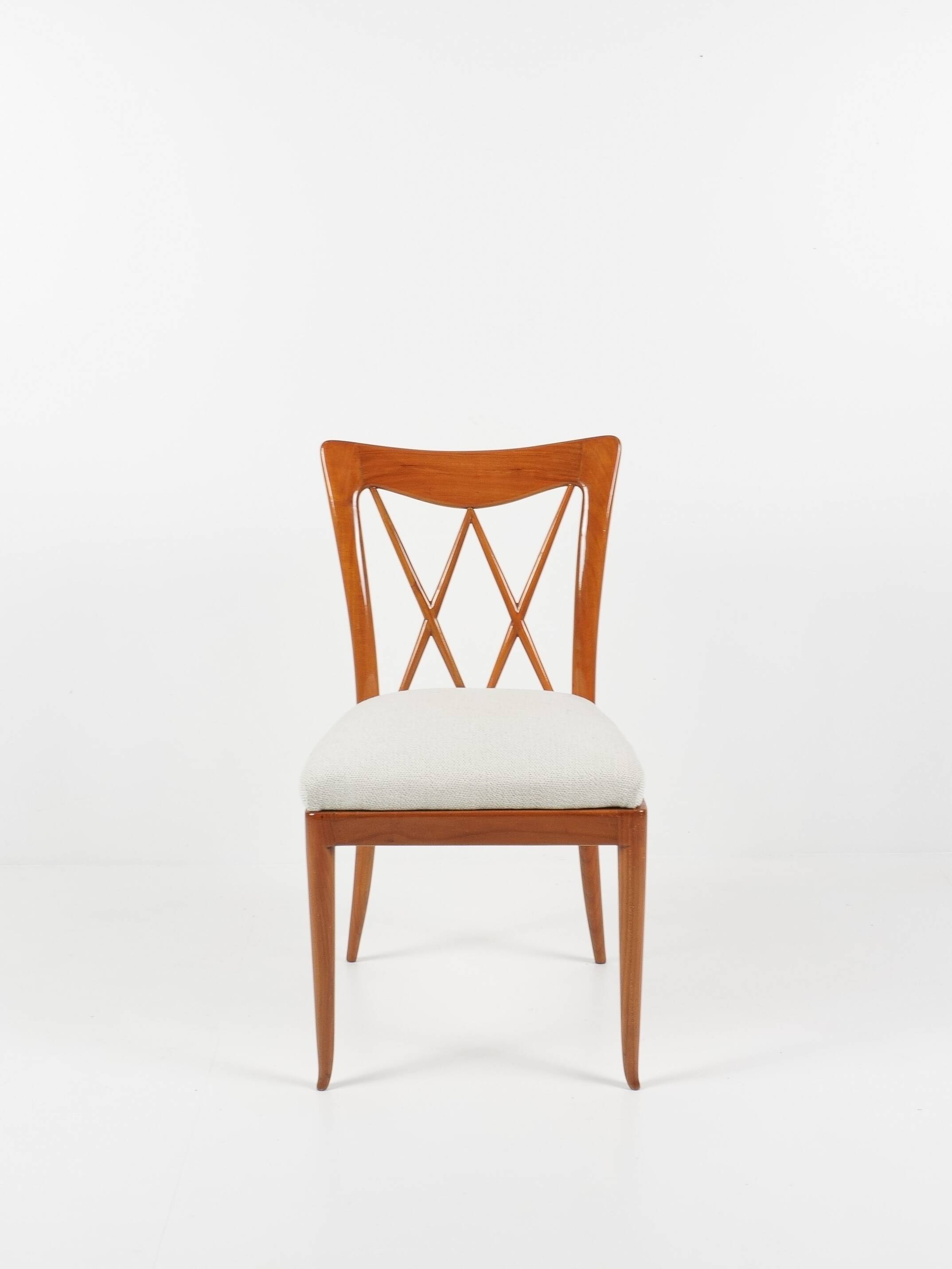 Set of 4 wooden and fabric chairs, circa 1940