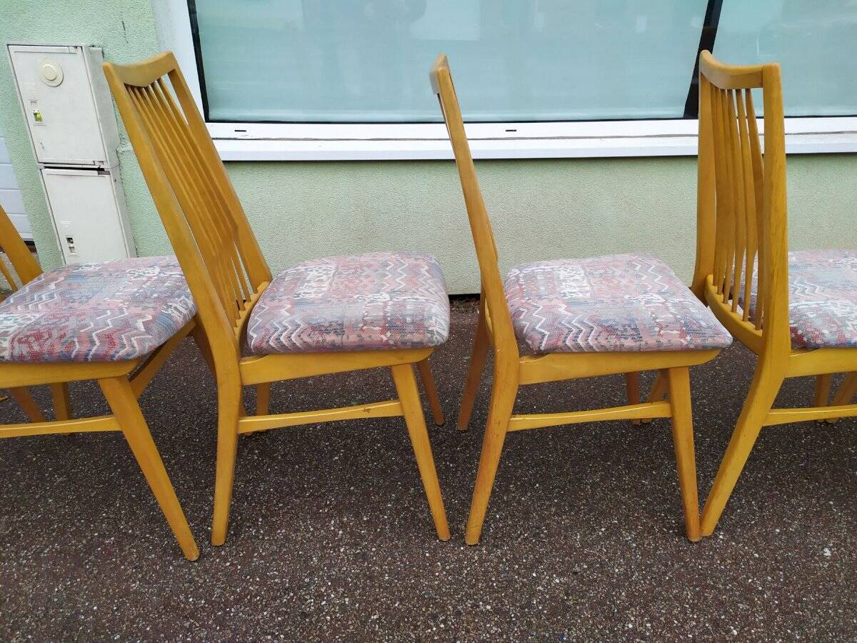 Lot de 8 chaises scandinave bois et tissu