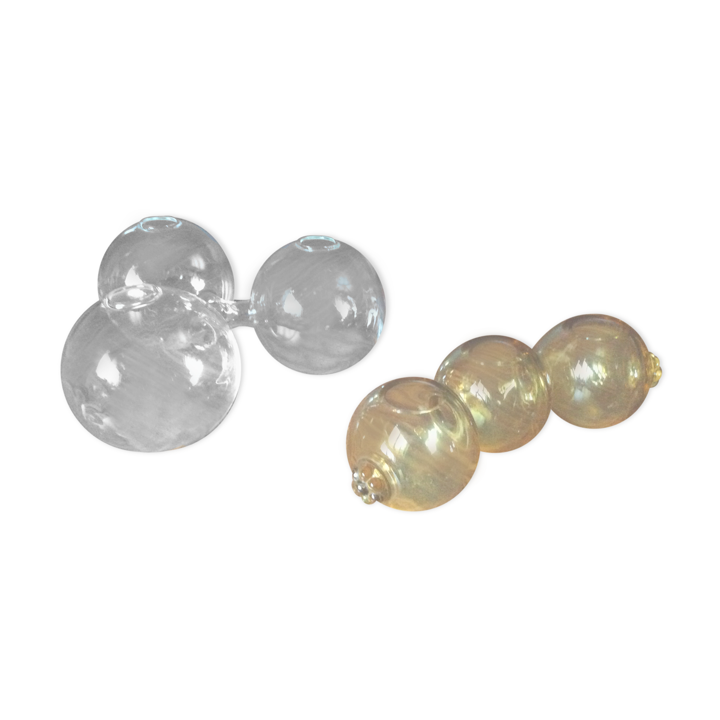 Series of 2 vintage blown glass soliflores