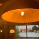 Red lacquered metal chandelier