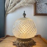 Old diamond tip table lamp - Glass and Bronze - Circa 1920