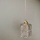 Vintage globe pendant light in thick, chiseled and frosted glass