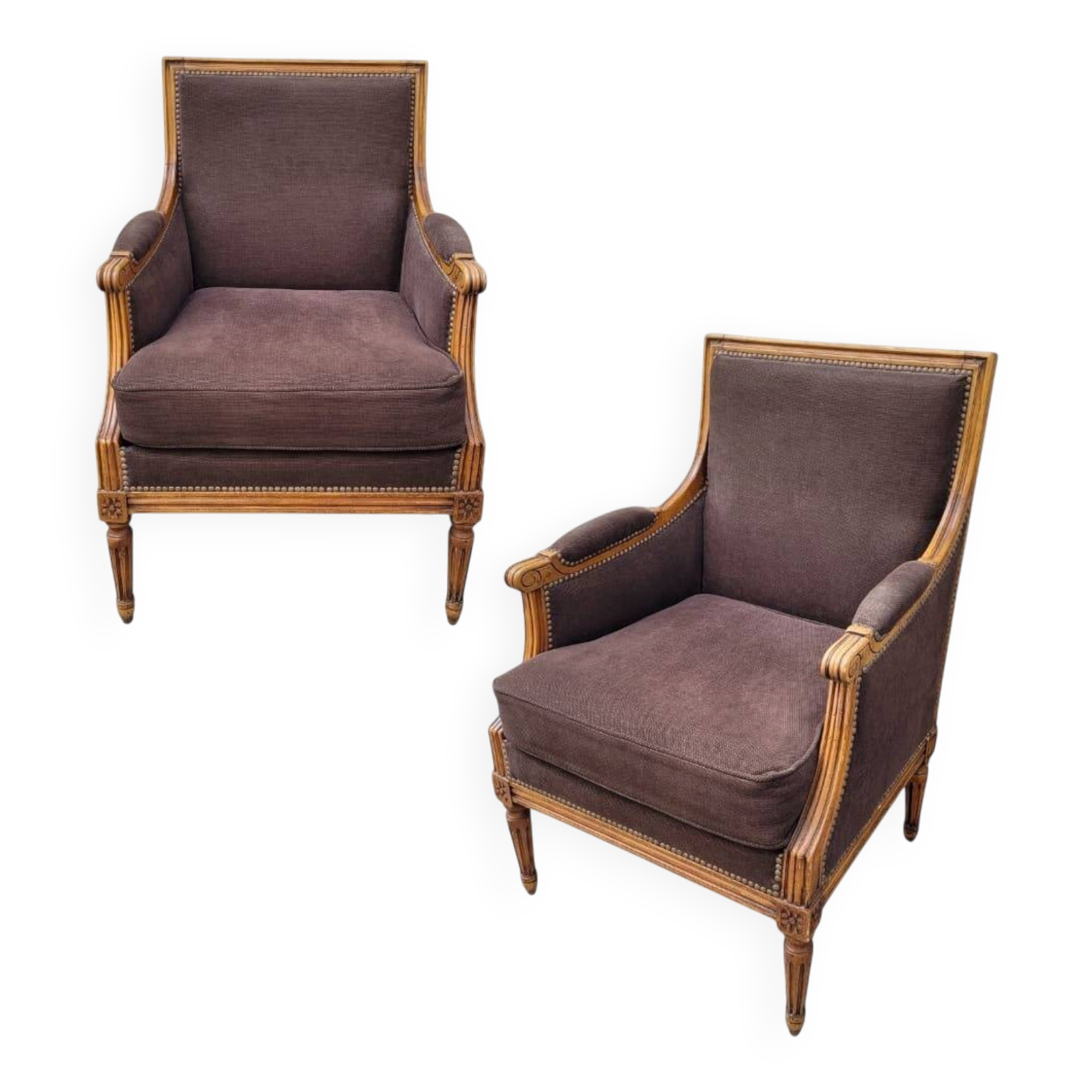 Pair of armchairs in Louis XVI style, Napoleonic III period, 19th century – France