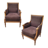 Pair of armchairs in Louis XVI style, Napoleonic III period, 19th century – France