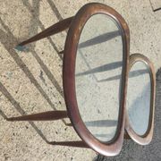 2 tables in mahogany, glass and bronze, circa 1960