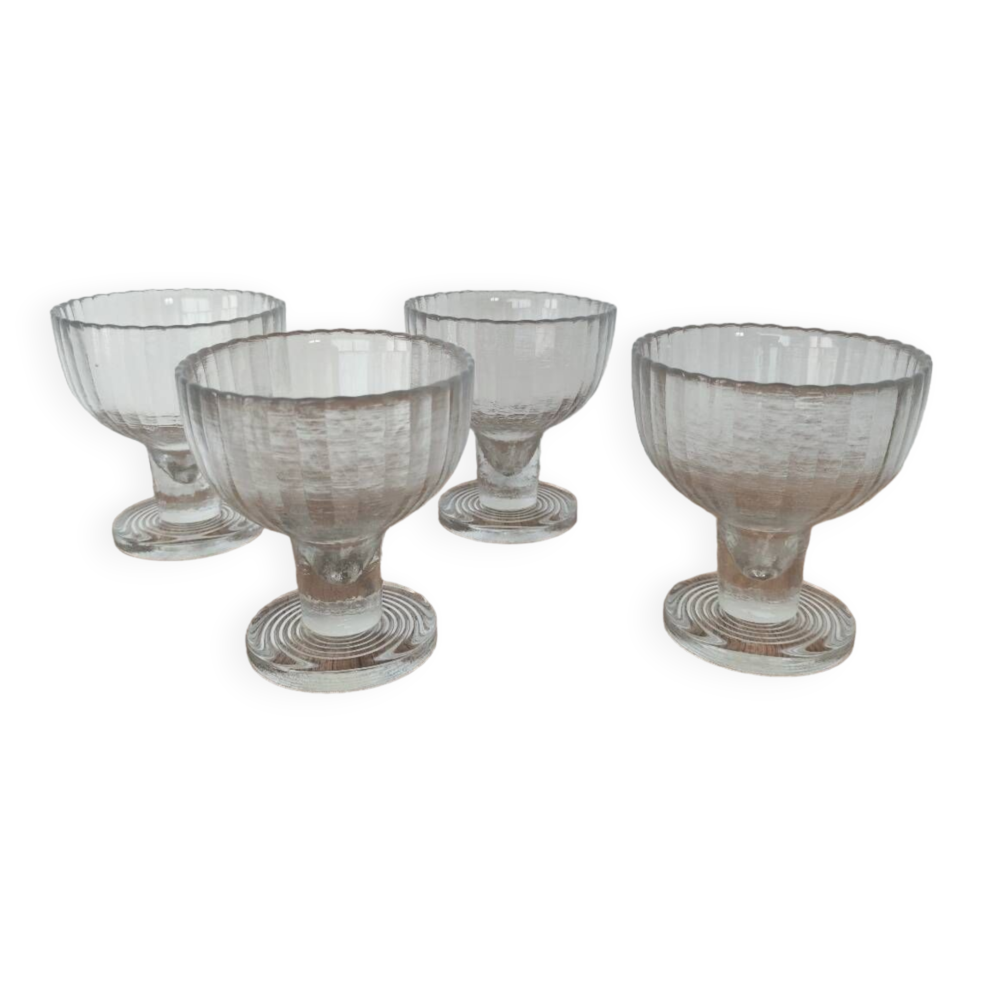 4 coupes à glace, fruit, en cristal, 1930