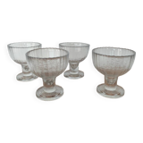 4 ice cream cups, fruit, crystal, 1930