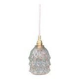 Suspension globe vintage en verre moulé