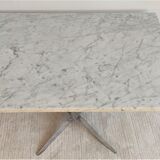 Coffee table Roche Bobois 70's carrara marble and chrome star foot