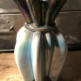 Pair of vases in iridescent ceramic shape flower