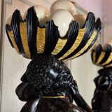 Pair of Moorish vasque holders, lacquered and gilded Venetian sculptures, circa 1880.