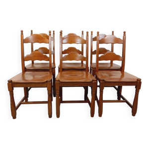 Suite de 6 chaises brutalistes