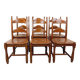 Set of 6 vintage brutalist chairs in oak wood from the 60s