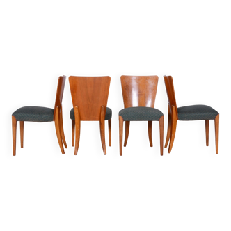 Set of Four Original ArtDeco Chairs, Halabala, UP Zavody, Beech, Czechia, 1940s