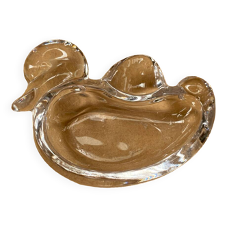 Old vintage vannes crystal duck shaped pocket ashtray